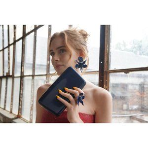 Vintage Lucite Structured Bag Navy Blue Classic Lucite Box Clutch Crossbody Shou